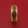18K Rose Gold Ring With Hardwood Inlay And Eternity Set Diamonds Custom Made Band