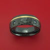 Hammered Black Zirconium Ring with 14k Yellow Gold Inlay and Black Diamonds Custom Made Band