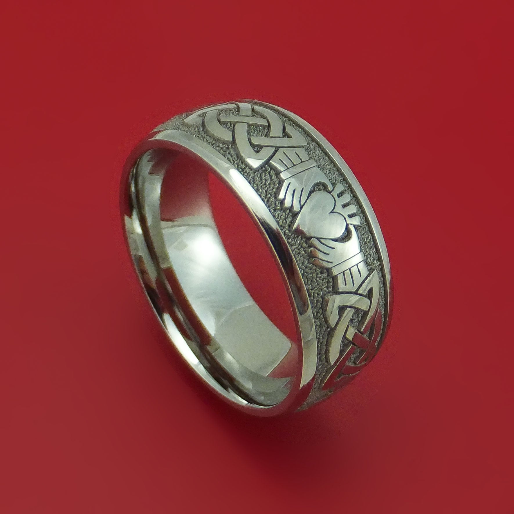 Titanium Celtic Claddagh Design Ring Custom Made Band – Stonebrook