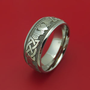 Titanium Celtic Claddagh Design Ring Custom Made Band