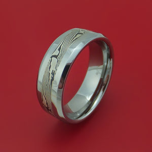 Tungsten Ring with Mokume Inlay Custom Made Band