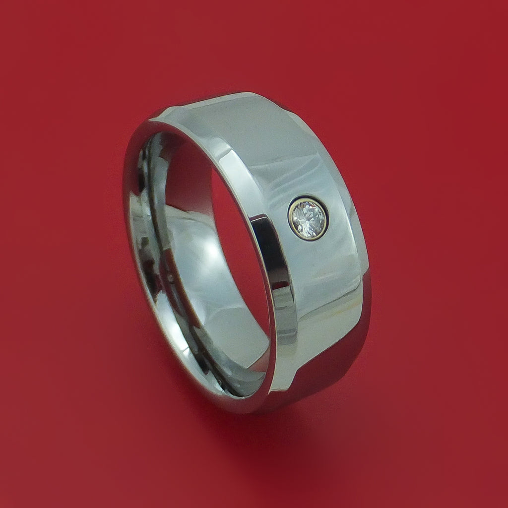 Tungsten Ring with Diamond Custom Made Band