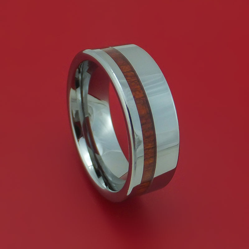 Tungsten Ring with Blood Wood Inlay Custom Made Band