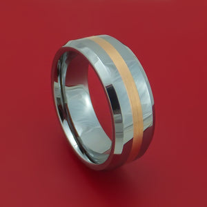 Tungsten Ring with Rose Gold Inlay Custom Made Band