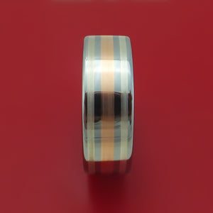 Tungsten Ring with Rose Gold and Silver Custom Made Band