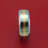 Tungsten Ring with Yellow Gold Inlay Custom Made Band