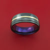 Black Zirconium Ring with 14k Yellow Gold Inlay and Interior Anodized Sleeve Custom Made Band