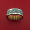 Titanium Ring with Silver Carbon Fiber Inlay and Interior Hardwood Sleeve Custom Made Band