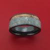 Black Zirconium Ring with Meteorite and Mokume Shakudo Inlays Custom Made