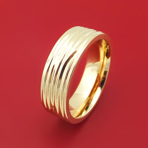 14K Gold Ring with Tree Bark Finish Custom Made Band