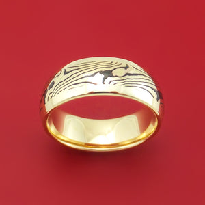 14K Gold Ring with Mokume Inlay Custom Made Band