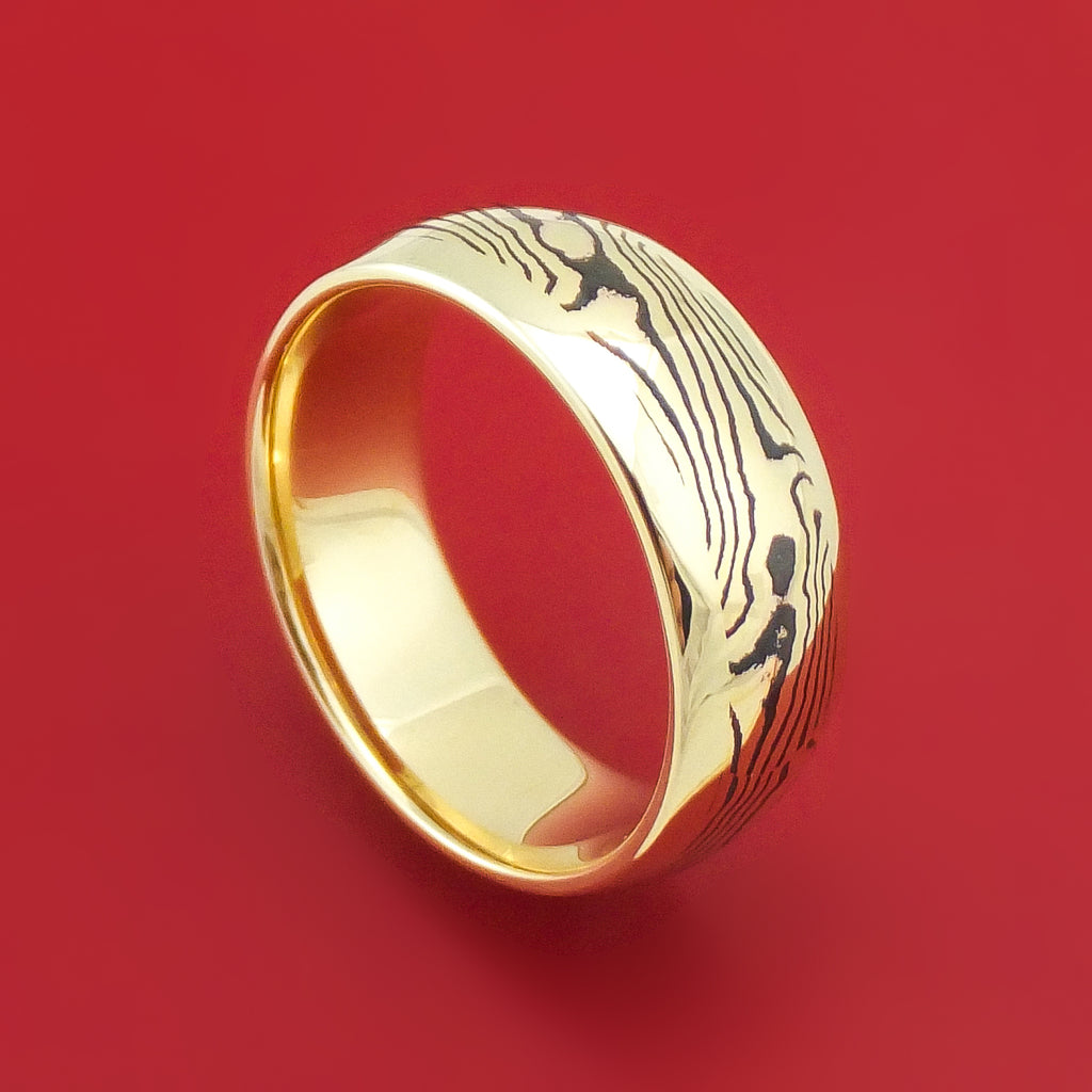 14K Gold Ring with Mokume Inlay Custom Made Band