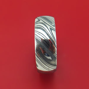 Kuro Damascus Steel Ring With Anodized Titanium Interior Sleeve Custom Made