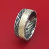 Kuro Damascus Steel with Mokume and Black Diamonds Custom Made Ring