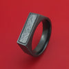 Black Zirconium Signet Ring with Gibeon Meteorite Inlay