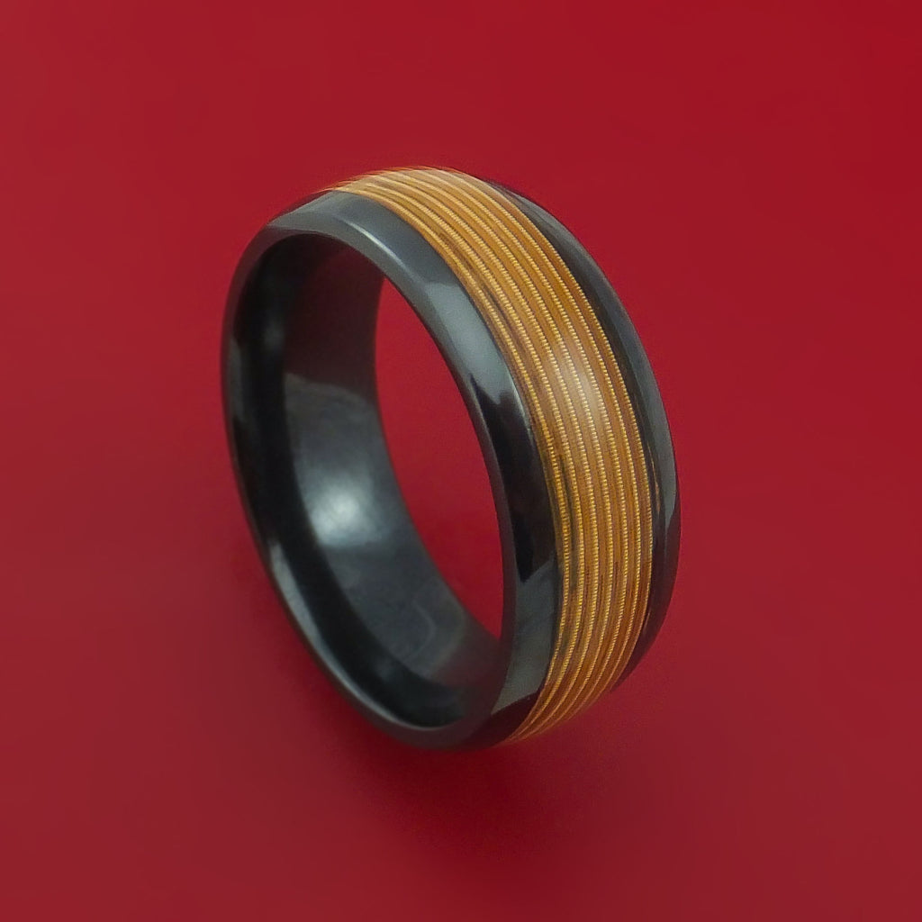Black Zirconium Guitar String Ring Custom Made Band