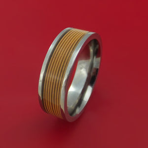 Titanium Ring with Brass-Wound Guitar String Inlay Custom Made Band