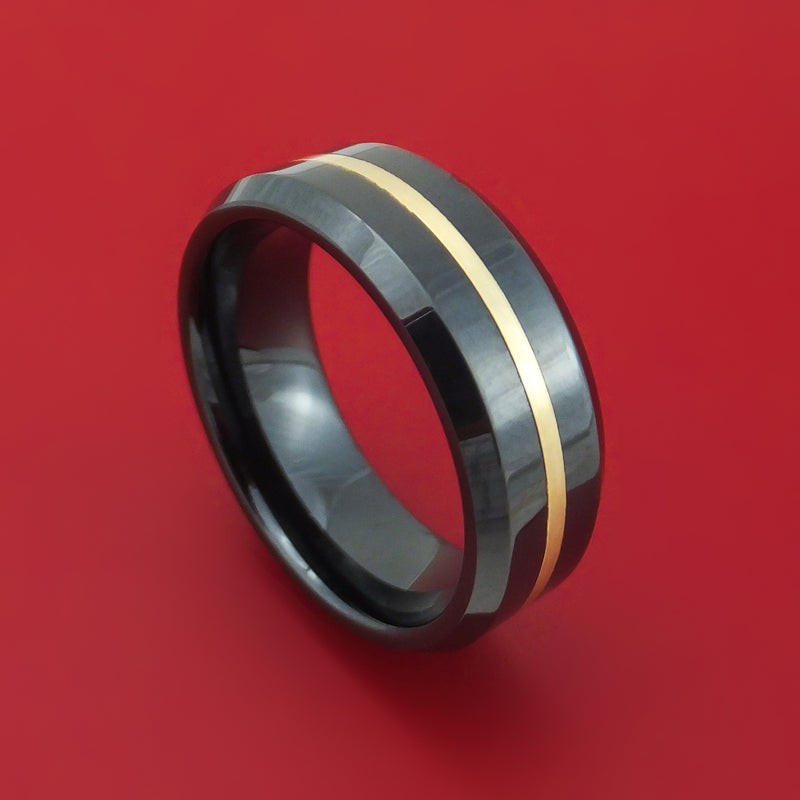 Black Ceramic and 14K Gold Ring Custom Made