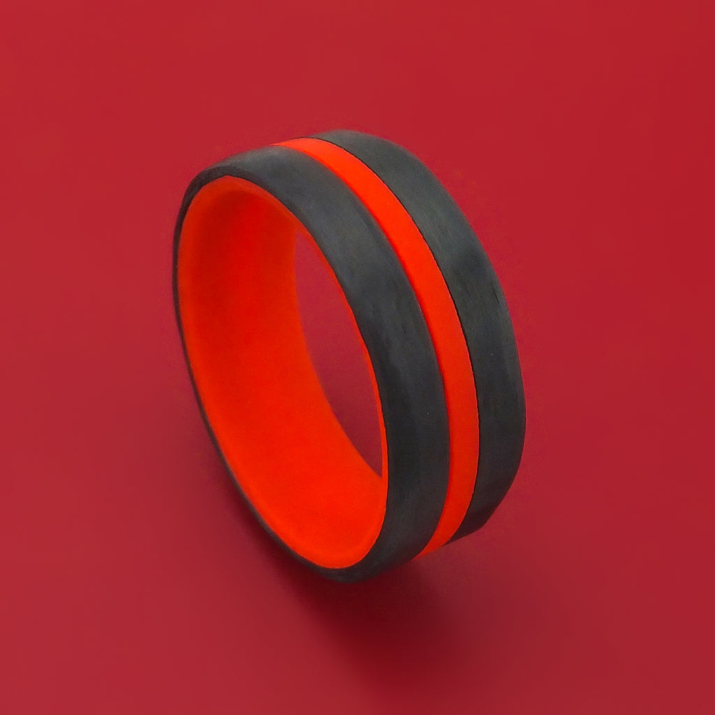 Carbon Fiber and Red Glow Ring Custom Made