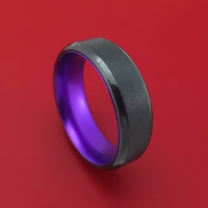 Black Zirconium With Purple Anodized Sleeve Custom Made Band Choose Your Color