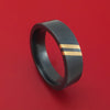 Black Zirconium Ring with Double Angled 14K Gold Inlays Custom Made