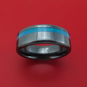 Black Ceramic and Opal Ring Custom Made
