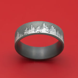 Darkened Tantalum Pine Tree Design Ring
