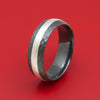 Black Zirconium Hammered Ring with Sterling Silver Inlay