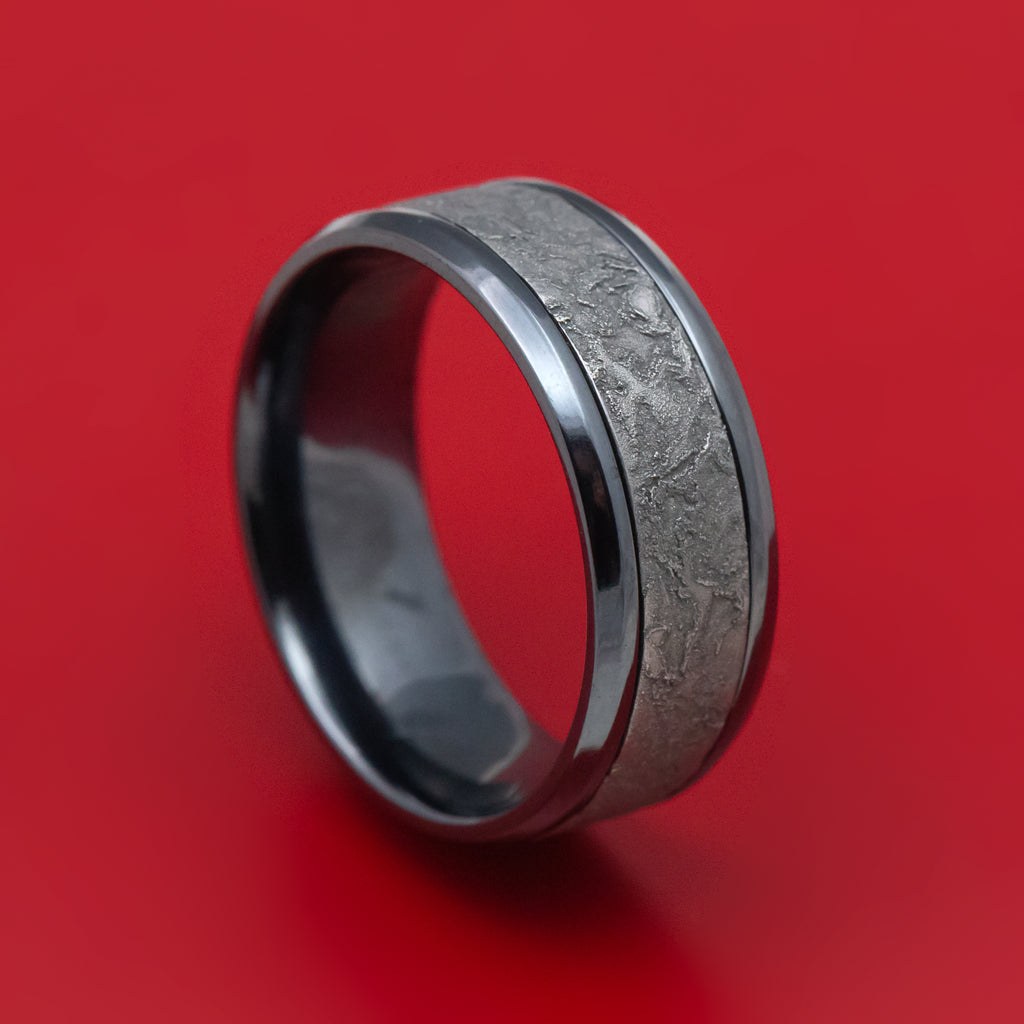 Black Titanium and Splatter Finish Tantalum Custom Mens Ring