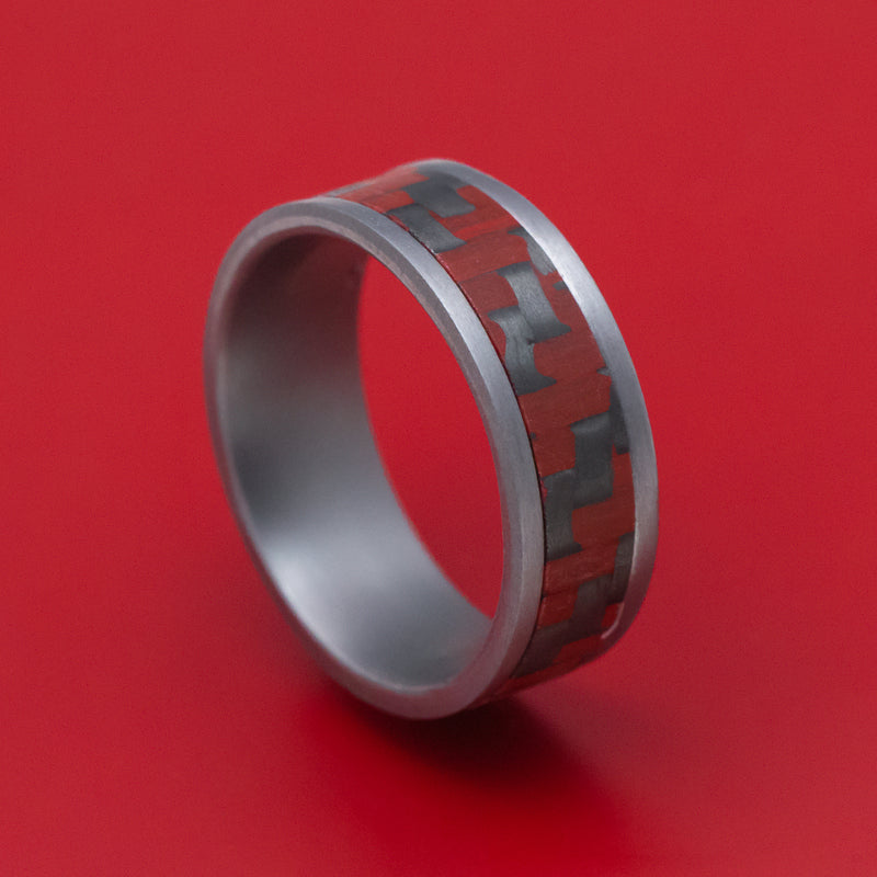 Tantalum and Red Carbon Fiber Mens Ring