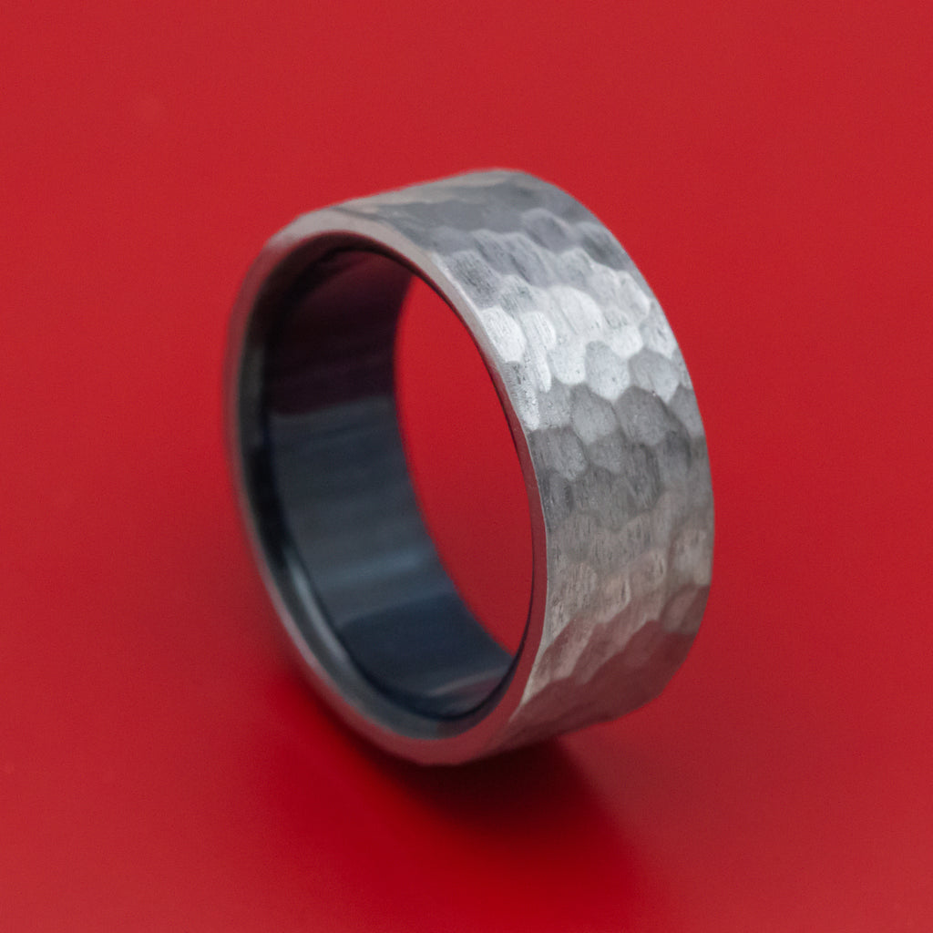 Hammered Tantalum Ring with Wood Sleeve