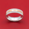 Two-tone 14K Rose and White Gold Millgrain Wedding Band