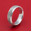 14K White Gold Hatched Classic Wedding Band