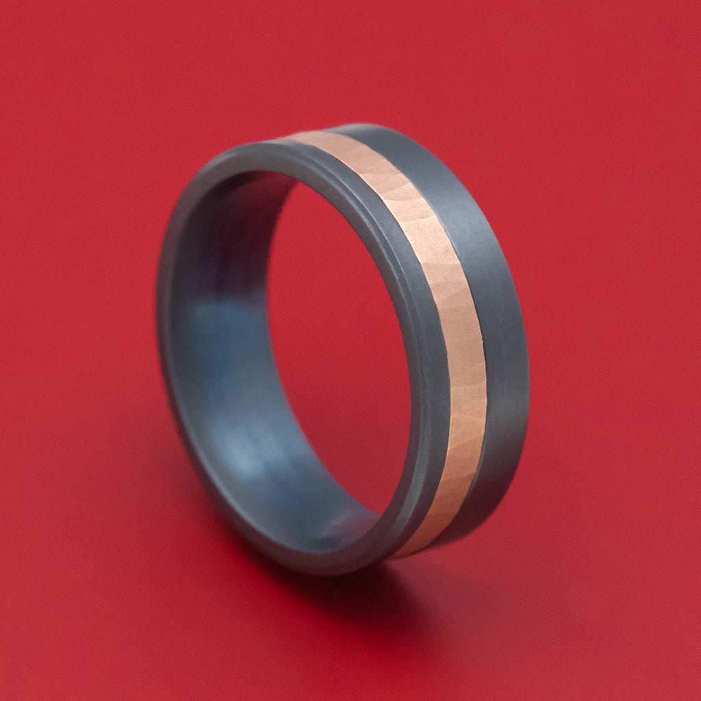 Darkened Tantalum and 14K Rose Gold Inlay Ring