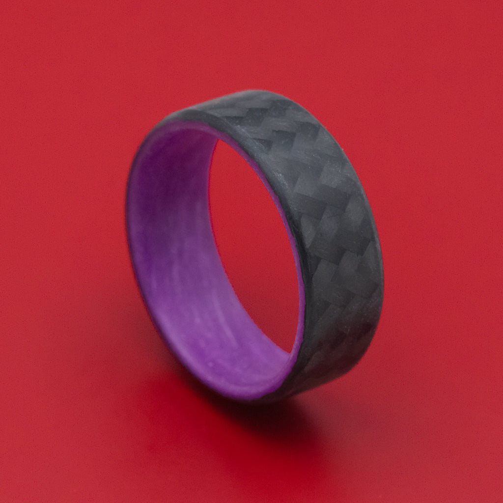 Carbon Fiber Ring with Purple Glow Sleeve