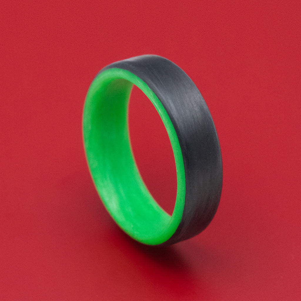 Carbon Fiber Ring with Green Glow Sleeve