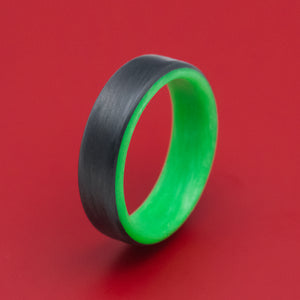 Carbon Fiber Ring with Green Glow Sleeve