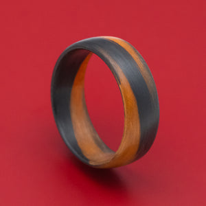 Carbon Fiber Ring with Orange Glow Marbled Design
