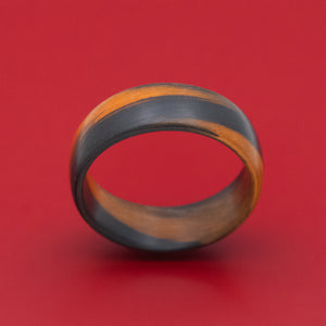 Carbon Fiber Ring with Orange Glow Marbled Design