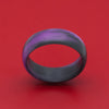 Carbon Fiber Ring with Purple Glow Marbled Design