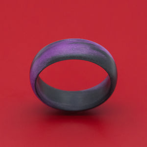 Carbon Fiber Ring with Purple Glow Marbled Design