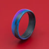 Carbon Fiber Ring with Purple and Blue Glow Marbled Design