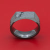 Black Zirconium Hammered Signet Ring with Black Diamonds