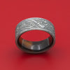 Damascus Steel Celtic Dragon Ring with Wood Sleeve