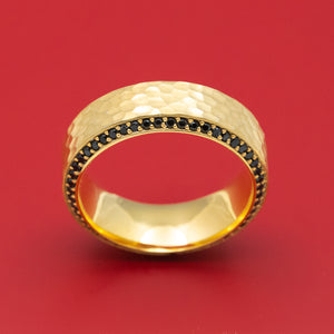 14K Yellow Gold and Eternity Black Diamond Ring