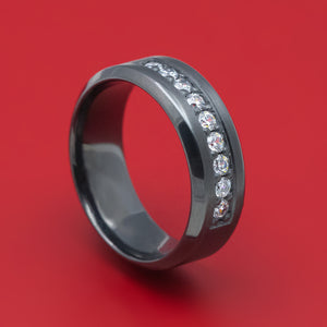 Black Zirconium and Diamond Ring Custom Made
