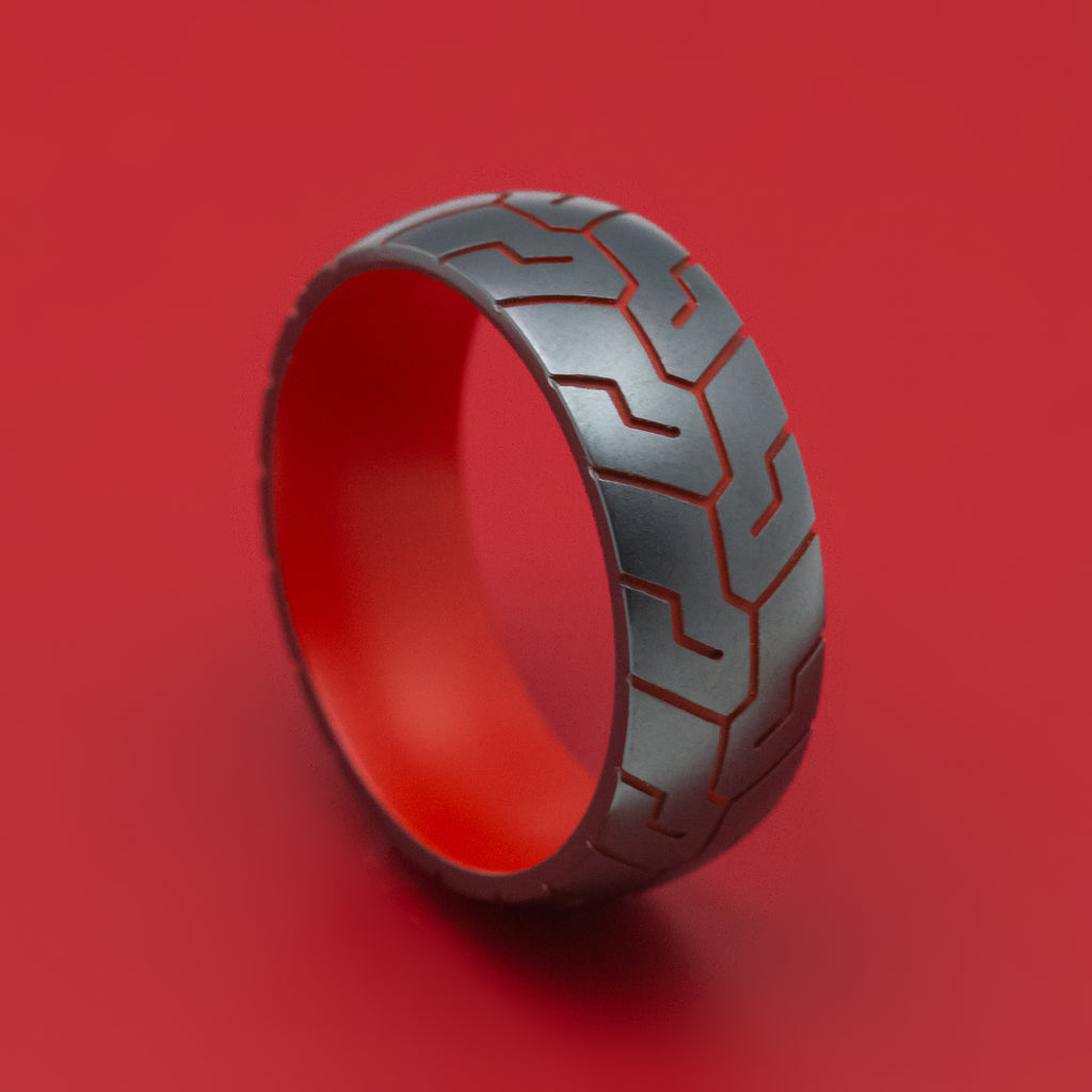 Black Zirconium and Cerakote Tire Tread Ring Custom Made