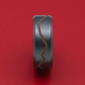 Black Zirconium and DiamondCast Sleeve Ring with Cerakote Mountain Design Custom Made