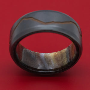 Black Zirconium and DiamondCast Sleeve Ring with Cerakote Mountain Design Custom Made