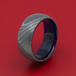 Damascus Steel and DiamondCast Sleeve Ring Custom Made